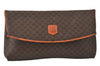 Authentic CELINE Macadam Blason Pattern Clutch Hand Bag PVC Leather Brown 4567K