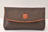 Authentic CELINE Macadam Blason Pattern Clutch Hand Bag PVC Leather Brown 4567K
