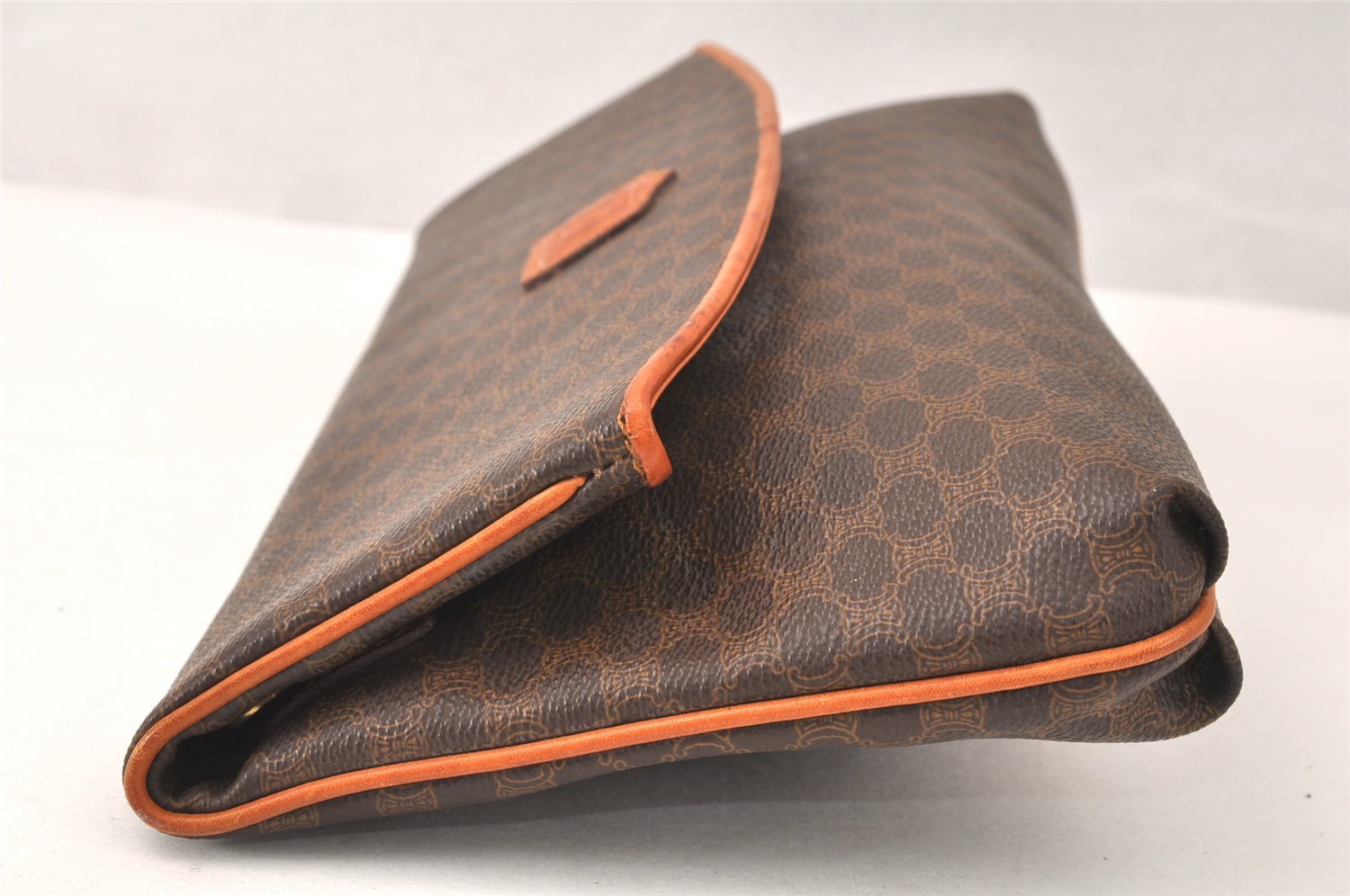 Authentic CELINE Macadam Blason Pattern Clutch Hand Bag PVC Leather Brown 4567K