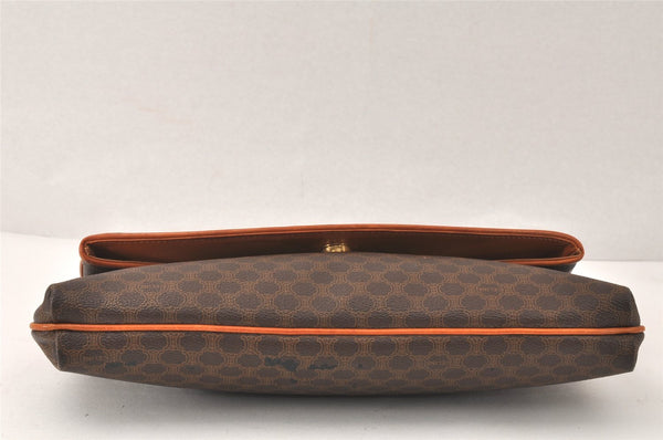 Authentic CELINE Macadam Blason Pattern Clutch Hand Bag PVC Leather Brown 4567K