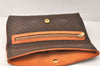 Authentic CELINE Macadam Blason Pattern Clutch Hand Bag PVC Leather Brown 4567K
