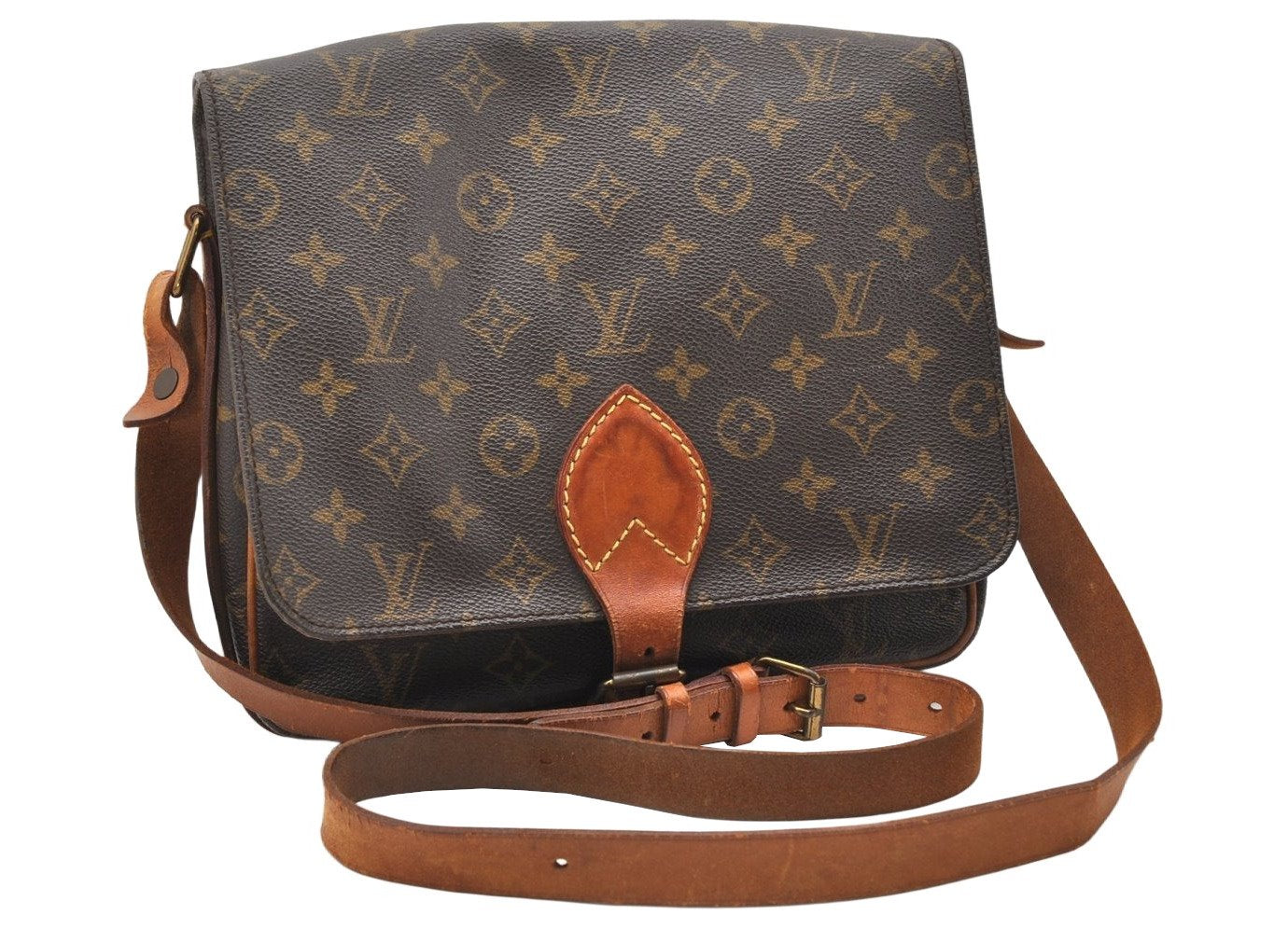 Authentic Louis Vuitton Monogram Cartouchiere GM M51252 Shoulder Cross Bag 4569K