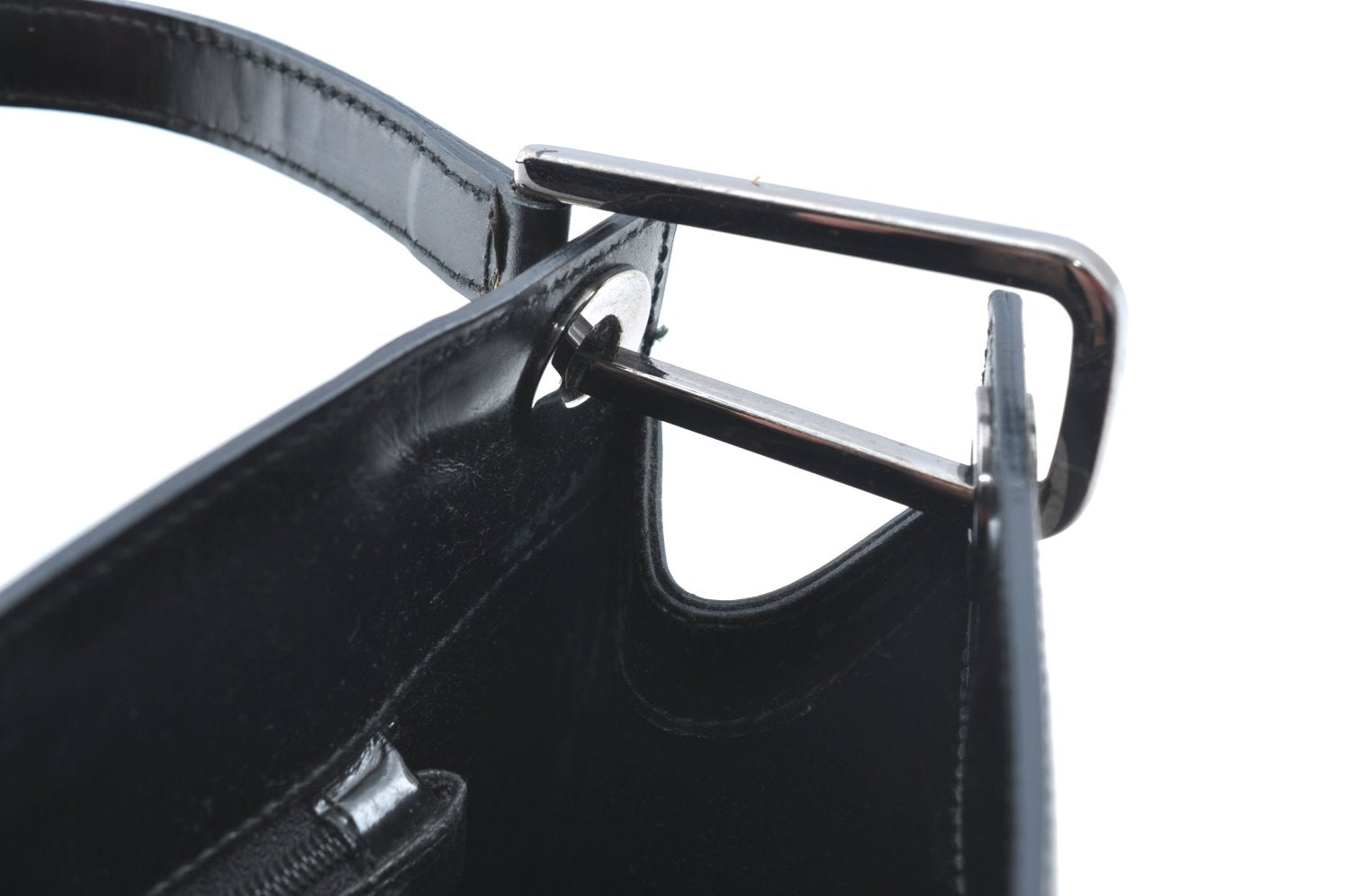 Authentic GUCCI Vintage Shoulder Hand Bag Purse Leather Black 4570H