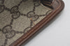 Authentic GUCCI Vintage Clutch Hand Bag Purse GG PVC Leather Brown 4570I