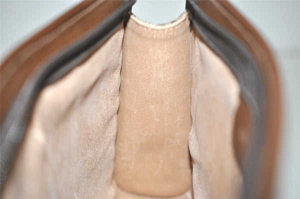 Authentic GUCCI Vintage Clutch Hand Bag Purse GG PVC Leather Brown 4570I