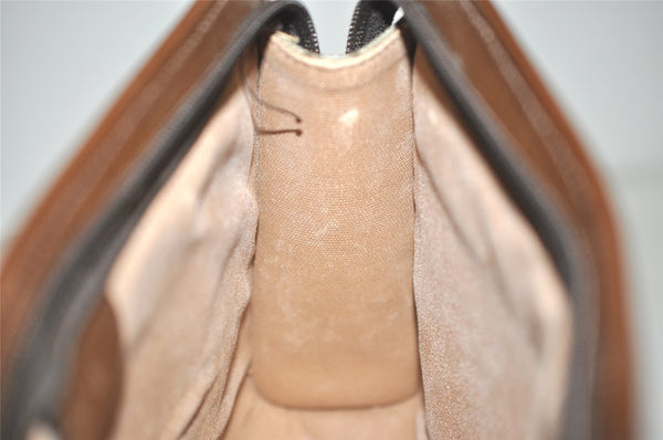 Authentic GUCCI Vintage Clutch Hand Bag Purse GG PVC Leather Brown 4570I