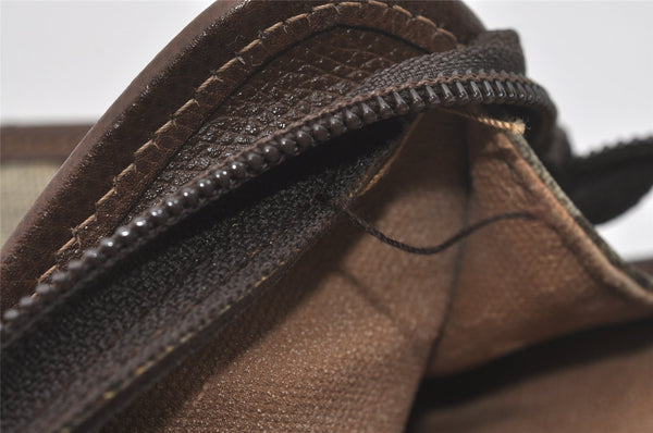 Authentic GUCCI Vintage Clutch Hand Bag Purse GG PVC Leather Brown 4570I