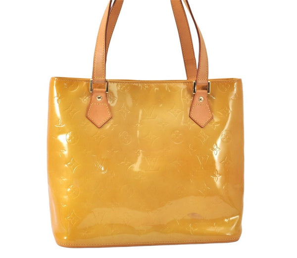 Authentic Louis Vuitton Vernis Houston Shoulder Hand Bag Yellow M91004 LV 4570K