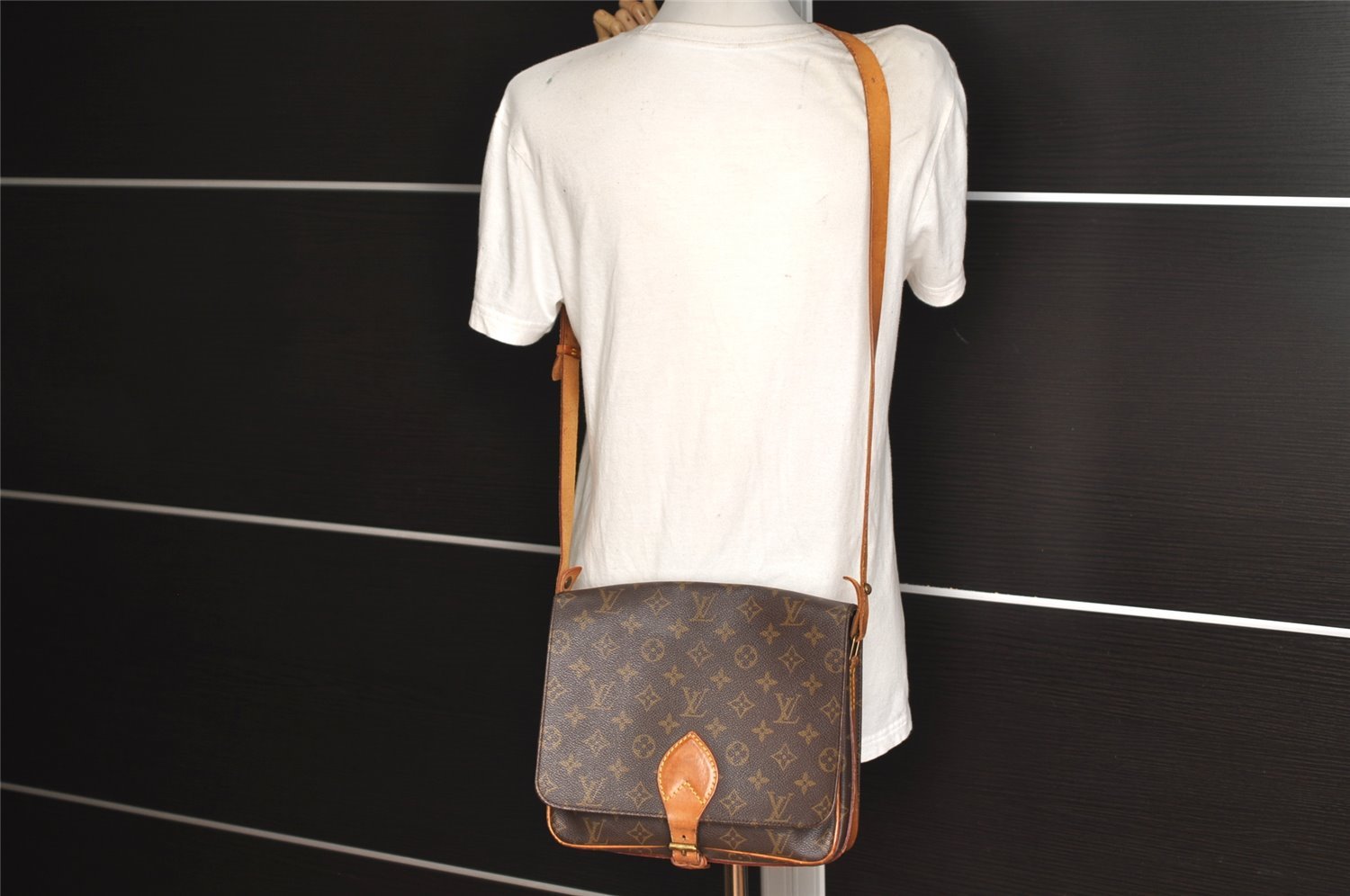 Authentic Louis Vuitton Monogram Cartouchiere GM M51252 Shoulder Cross Bag 4574J