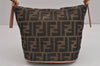 Authentic FENDI Zucca Shoulder Hand Bag Purse Canvas Leather Brown 4575J