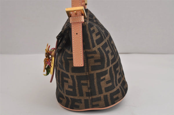 Authentic FENDI Zucca Shoulder Hand Bag Purse Canvas Leather Brown 4575J