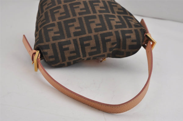 Authentic FENDI Zucca Shoulder Hand Bag Purse Canvas Leather Brown 4575J