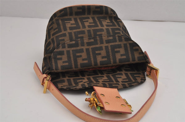 Authentic FENDI Zucca Shoulder Hand Bag Purse Canvas Leather Brown 4575J