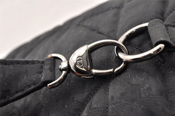 Authentic Christian Dior Trotter Drawstring Backpack Nylon Fur Black 4576I
