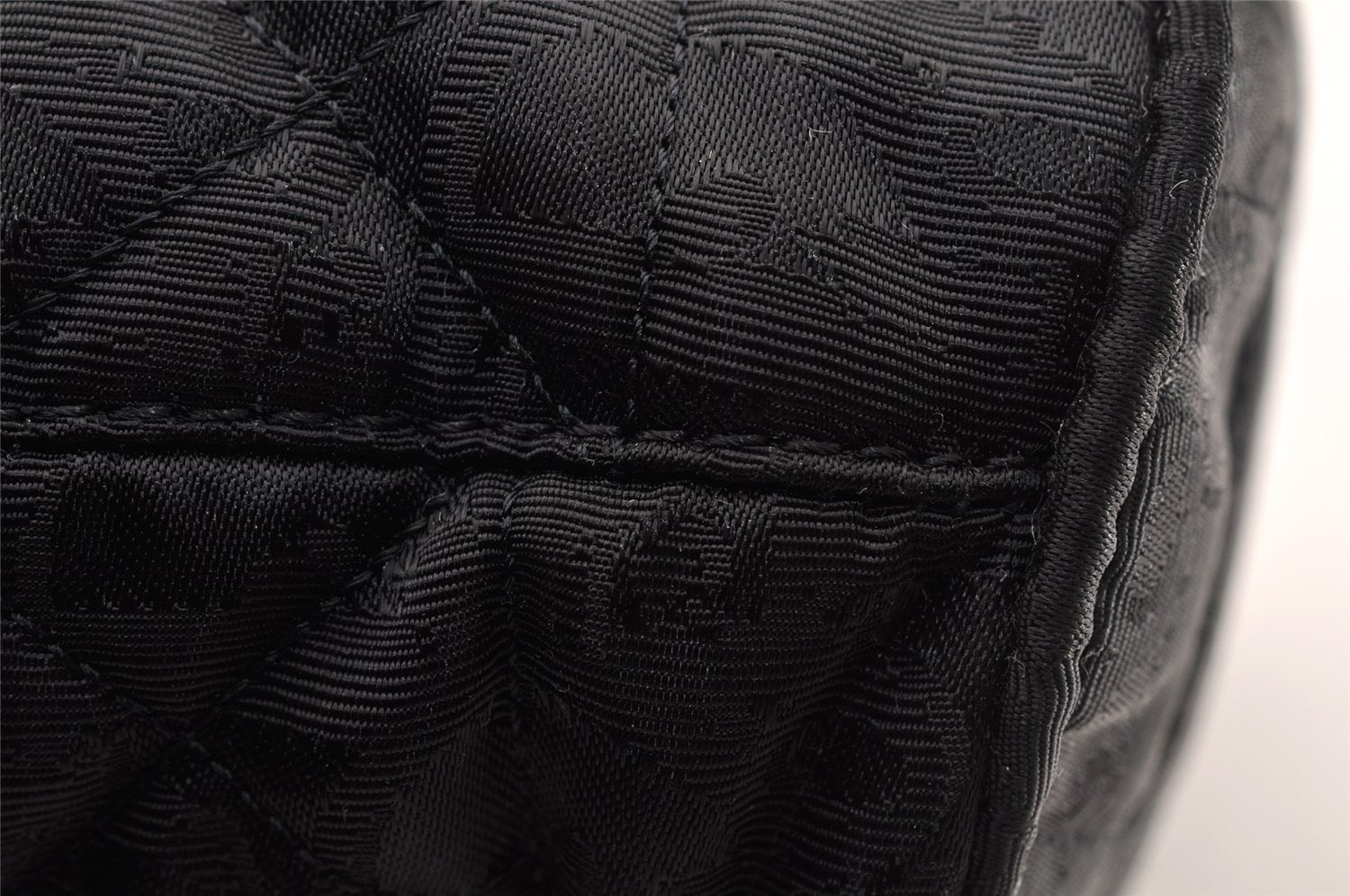 Authentic Christian Dior Trotter Drawstring Backpack Nylon Fur Black 4576I