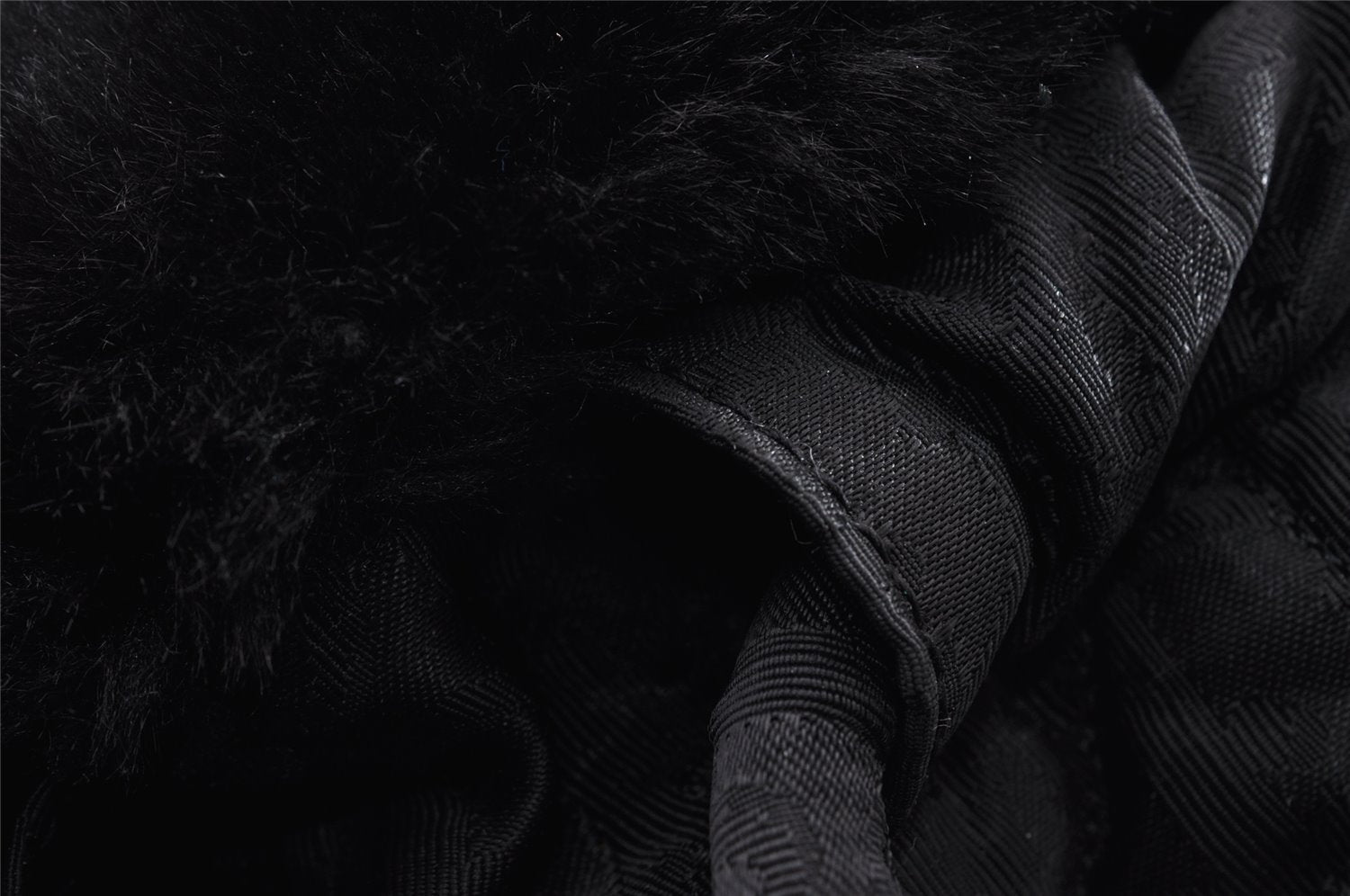 Authentic Christian Dior Trotter Drawstring Backpack Nylon Fur Black 4576I