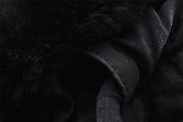 Authentic Christian Dior Trotter Drawstring Backpack Nylon Fur Black 4576I