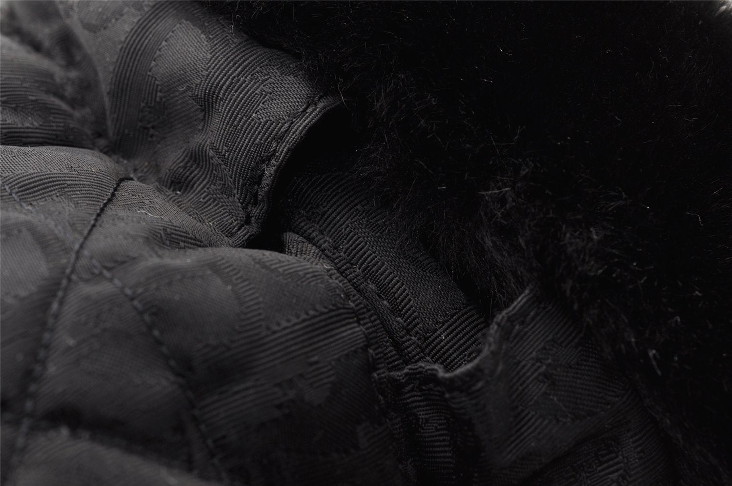 Authentic Christian Dior Trotter Drawstring Backpack Nylon Fur Black 4576I