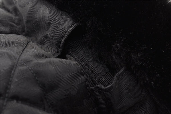 Authentic Christian Dior Trotter Drawstring Backpack Nylon Fur Black 4576I