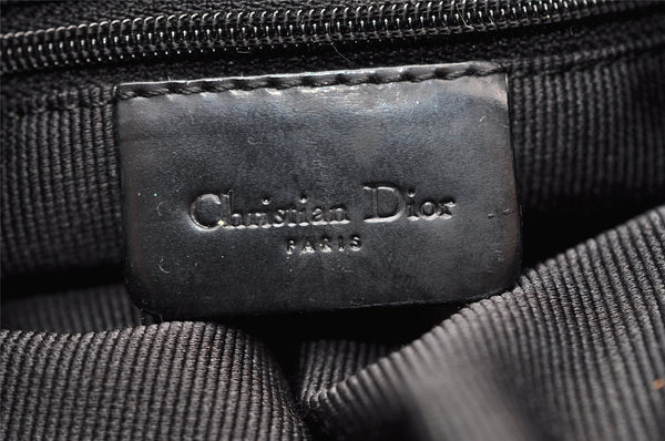 Authentic Christian Dior Trotter Drawstring Backpack Nylon Fur Black 4576I