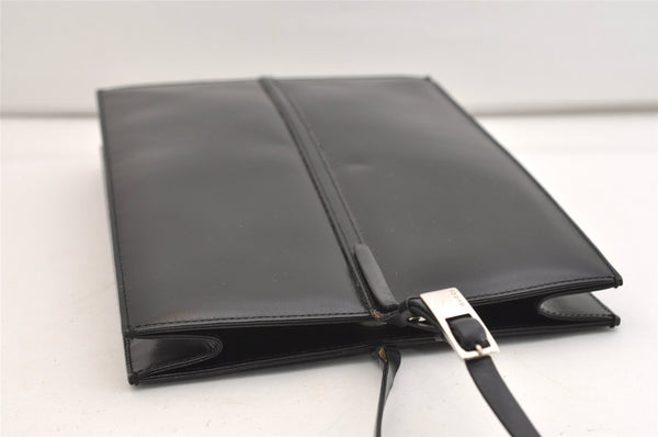 Authentic GUCCI Vintage Tote Hand Bag Purse Leather Black 4576J