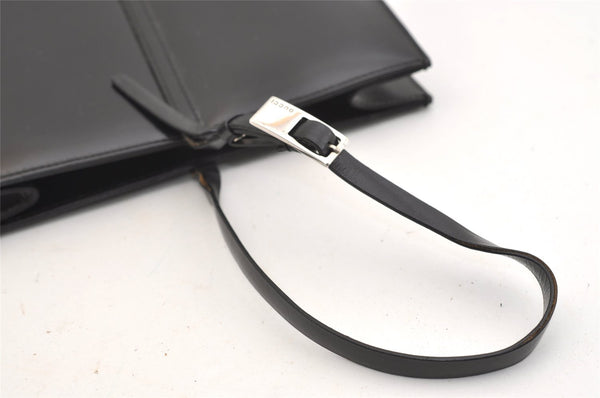 Authentic GUCCI Vintage Tote Hand Bag Purse Leather Black 4576J