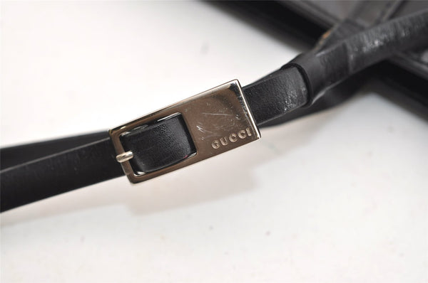 Authentic GUCCI Vintage Tote Hand Bag Purse Leather Black 4576J
