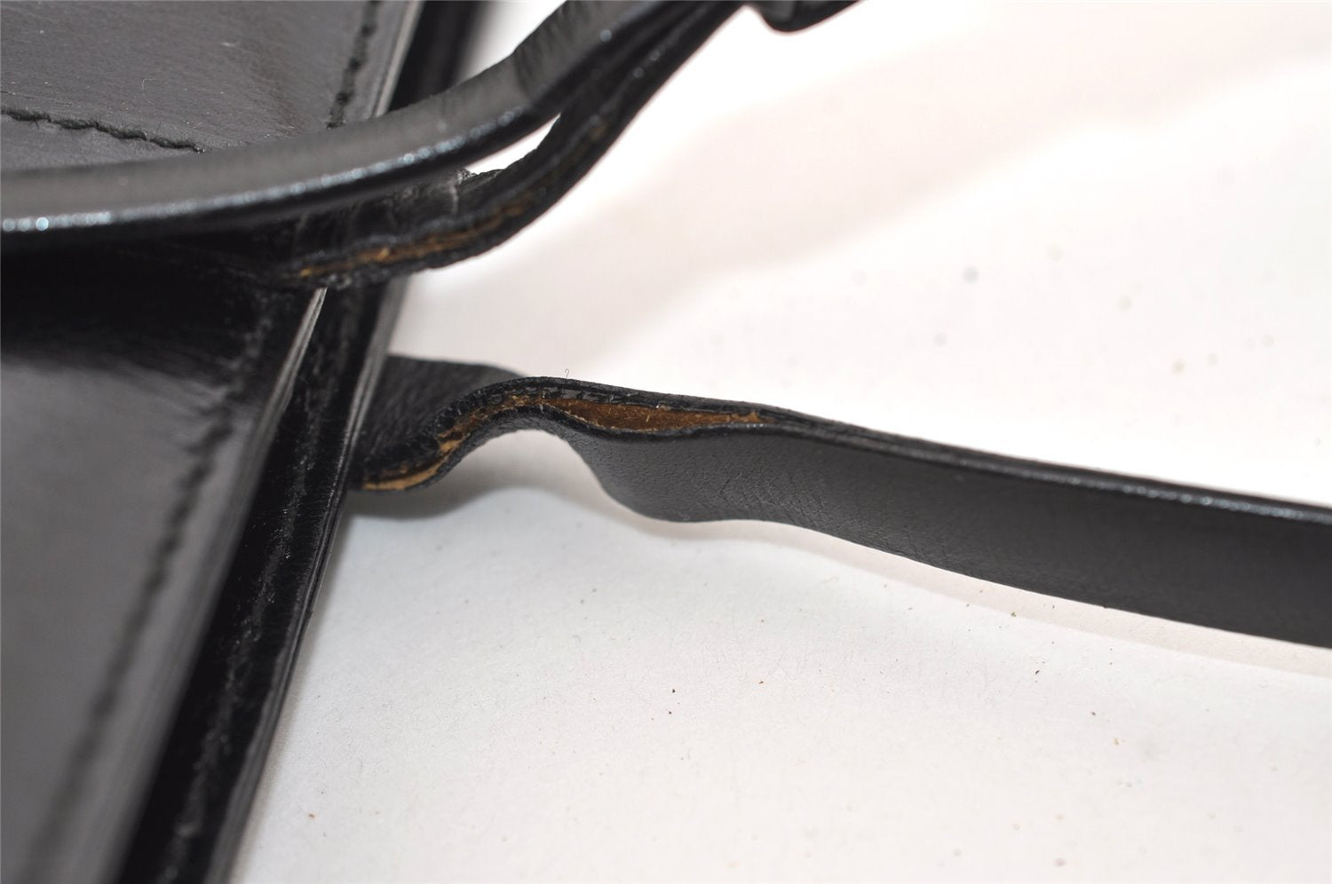 Authentic GUCCI Vintage Tote Hand Bag Purse Leather Black 4576J