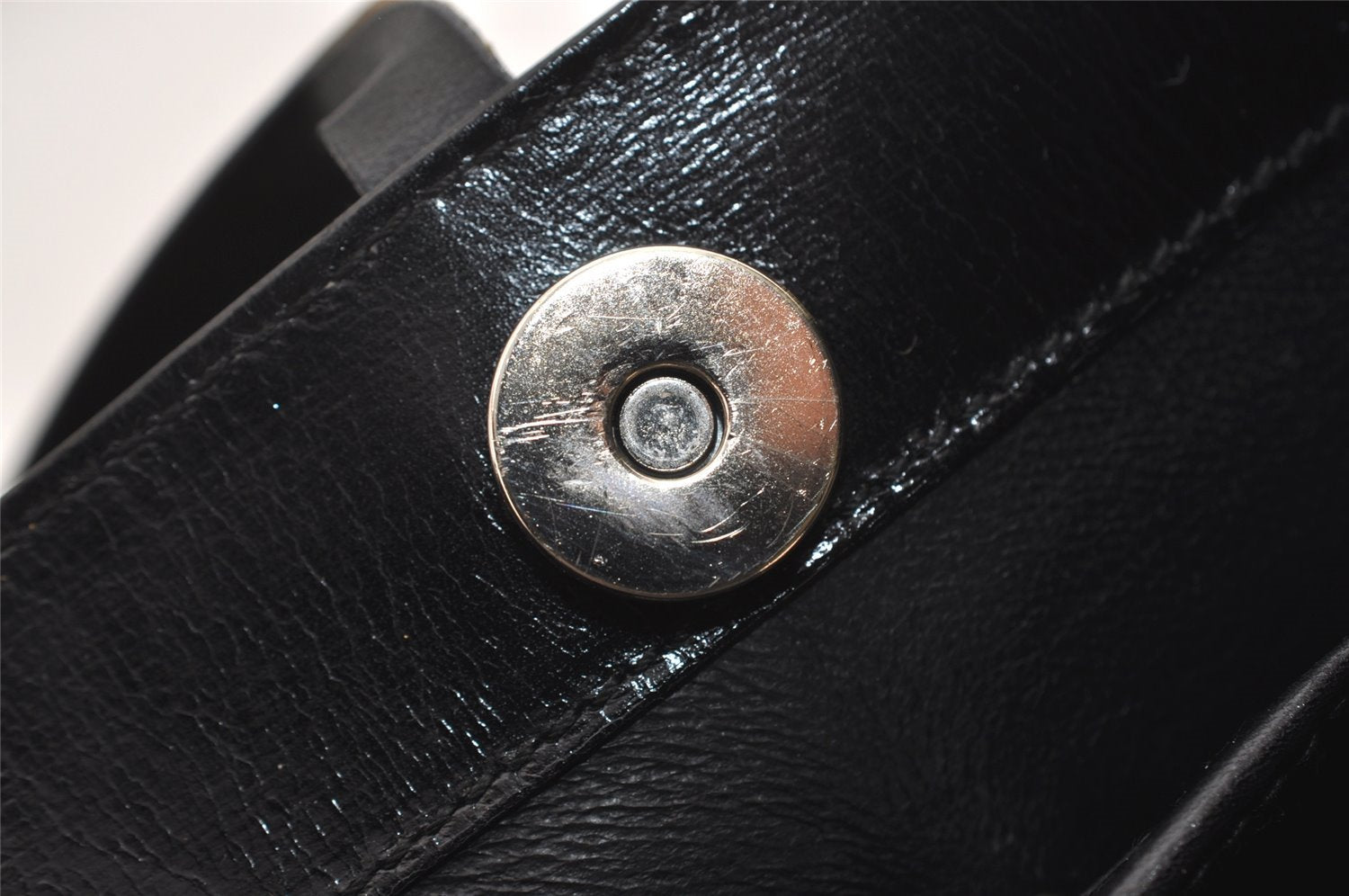 Authentic GUCCI Vintage Tote Hand Bag Purse Leather Black 4576J