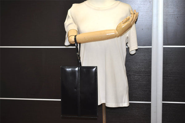 Authentic GUCCI Vintage Tote Hand Bag Purse Leather Black 4576J