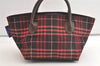 Authentic BURBERRY BLUE LABEL Check Tote Hand Bag Nylon Leather Brown 4577K