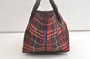 Authentic BURBERRY BLUE LABEL Check Tote Hand Bag Nylon Leather Brown 4577K