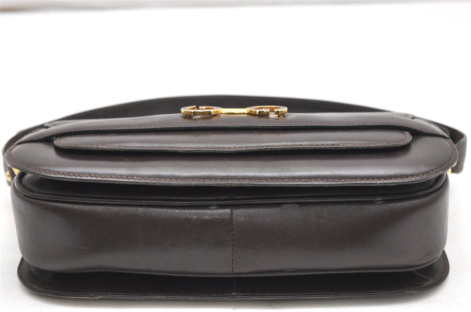 Authentic GUCCI Vintage Shoulder Bag Purse Leather Brown 4579K