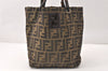 Authentic FENDI Vintage Zucca Tote Hand Bag Nylon Leather Brown 4581K