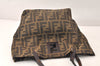 Authentic FENDI Vintage Zucca Tote Hand Bag Nylon Leather Brown 4581K