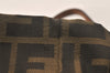 Authentic FENDI Vintage Zucca Tote Hand Bag Nylon Leather Brown 4581K