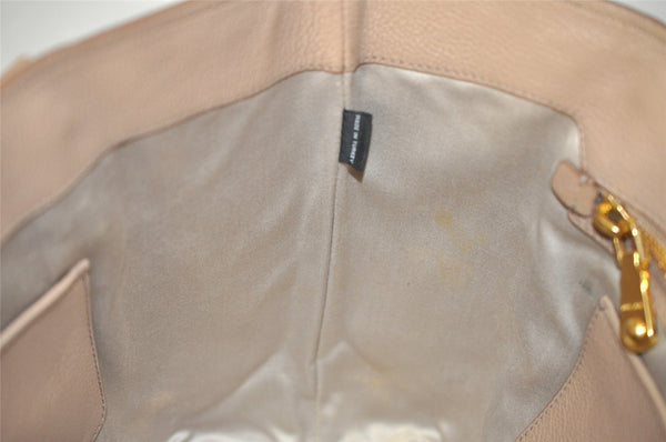 Authentic MIU MIU Vintage Leather 2Way Shoulder Hand Tote Bag Purse Beige 4583I