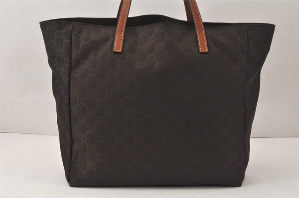 Authentic GUCCI Vintage Shoulder Tote Bag GG Nylon Leather 282439 Brown 4583K