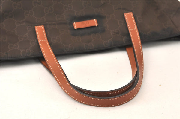 Authentic GUCCI Vintage Shoulder Tote Bag GG Nylon Leather 282439 Brown 4583K