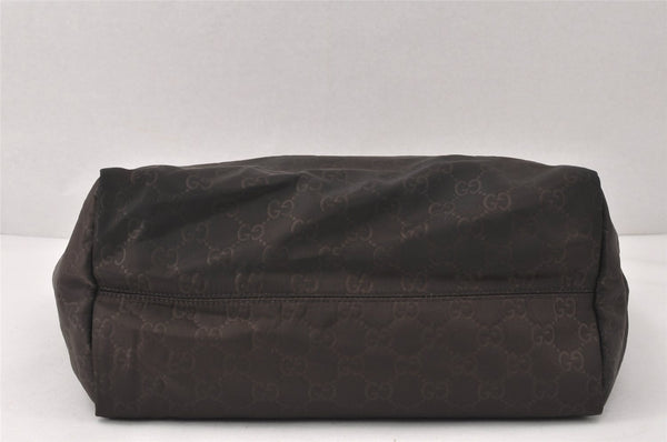 Authentic GUCCI Vintage Shoulder Tote Bag GG Nylon Leather 282439 Brown 4583K