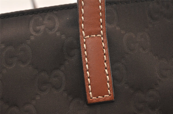 Authentic GUCCI Vintage Shoulder Tote Bag GG Nylon Leather 282439 Brown 4583K