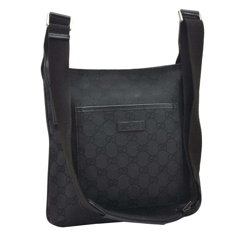 Authentic GUCCI Shoulder Cross Body Bag GG Canvas Leather 122793 Black 4584K