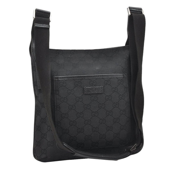 Authentic GUCCI Shoulder Cross Body Bag GG Canvas Leather 122793 Black 4584K
