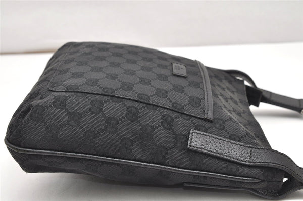 Authentic GUCCI Shoulder Cross Body Bag GG Canvas Leather 122793 Black 4584K