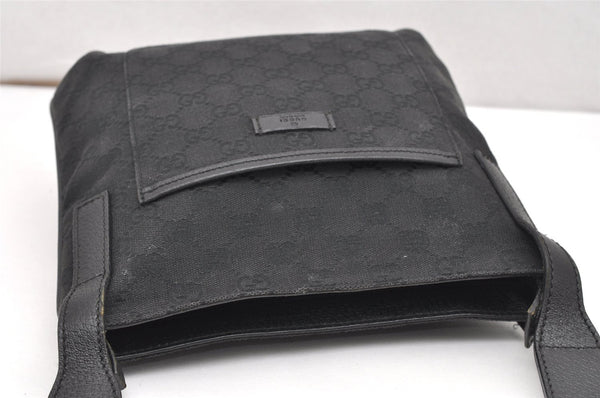 Authentic GUCCI Shoulder Cross Body Bag GG Canvas Leather 122793 Black 4584K