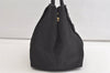 Authentic PRADA Tessuto Fiocco Ribbon Nylon Leather Hand Tote Bag Black 4585K