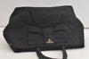 Authentic PRADA Tessuto Fiocco Ribbon Nylon Leather Hand Tote Bag Black 4585K