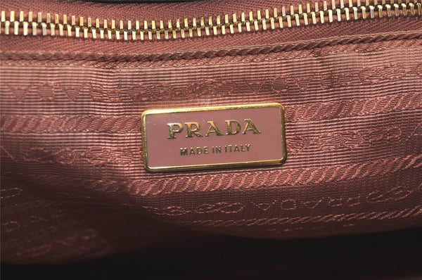 Authentic PRADA Tessuto Fiocco Ribbon Nylon Leather Hand Tote Bag Black 4585K