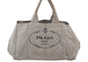 Authentic PRADA Vintage Canapa L Canvas Tote Hand Bag Canvas Gray 4586K