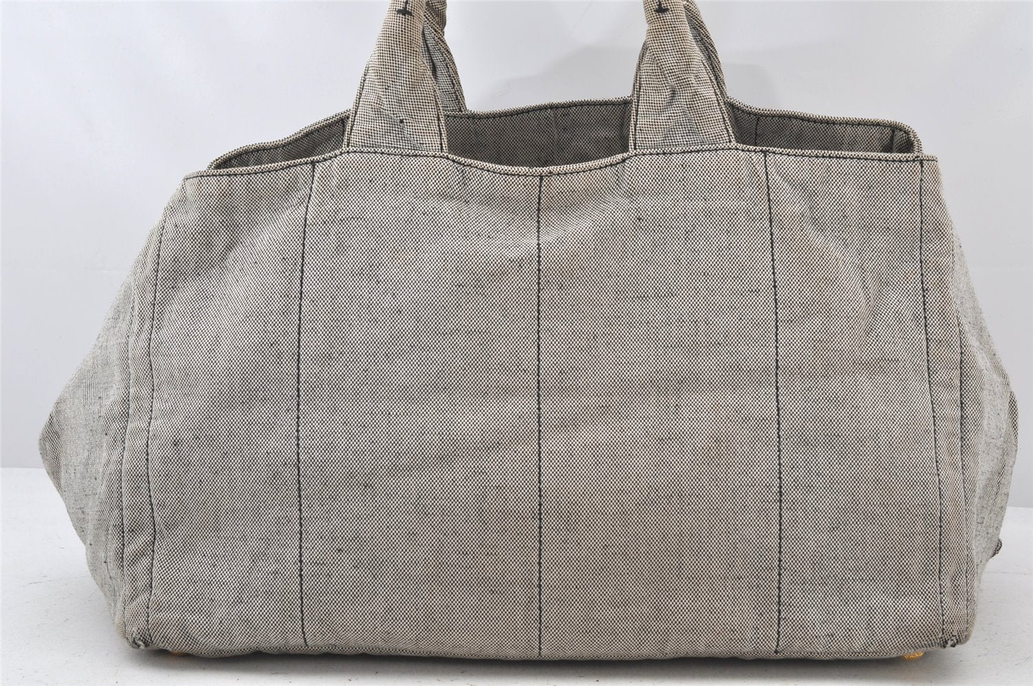 Authentic PRADA Vintage Canapa L Canvas Tote Hand Bag Canvas Gray 4586K